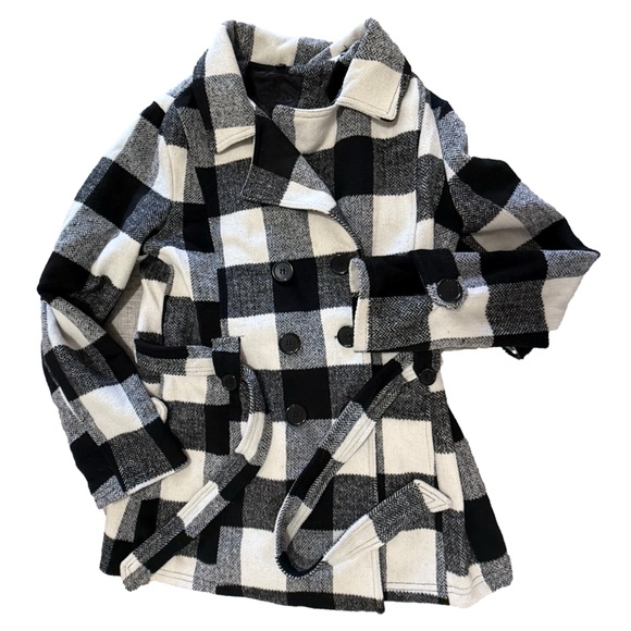 Jou Jou Jackets & Blazers - JouJou black and White Plaid Winter Coat w/ Belted Waist, lined. Size Medium